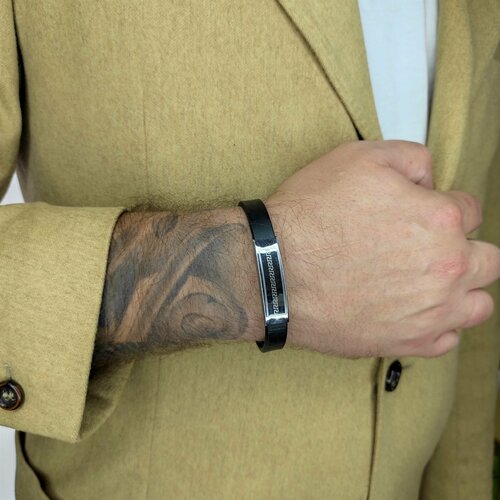 фото Браслет, металл, серебряный, черный нет бренда