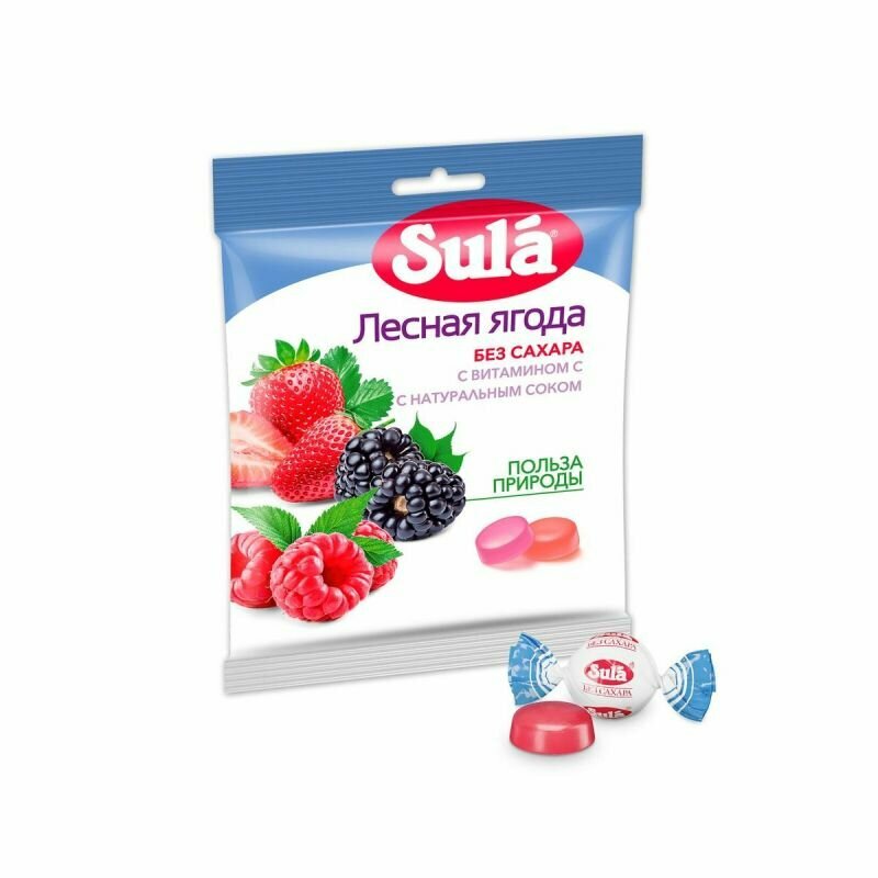 Леденцы Sula Лесная ягода без сахара, 60г...