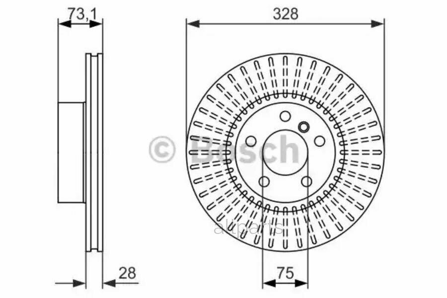 BOSCH 0986479771 Диск торм. передн. BOSCH 1шт 0986479771