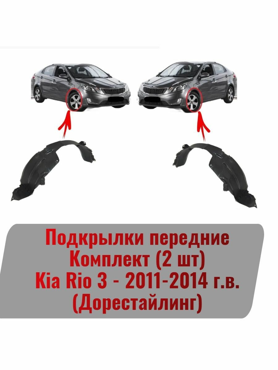 Подкрылки передние Kia Rio 2011-2014 Комплект