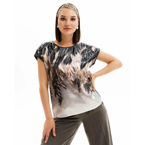 фото Футболка sahar, размер 46, серый, белый, золотой