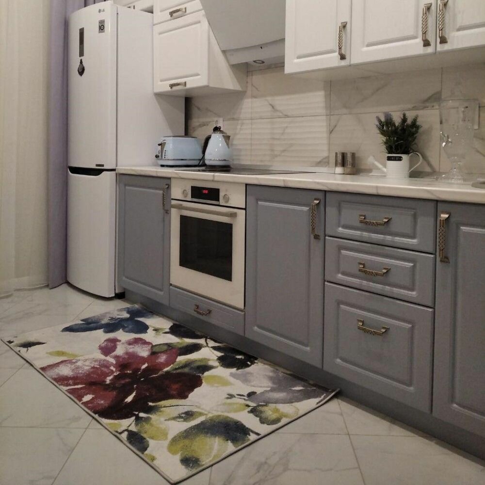 фото Ковер Шенилл 180161B Цветы 0,8х1,5 м