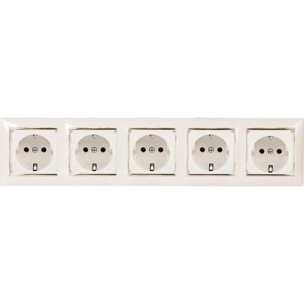 Рамка для розеток и выключателей Legrand Valena 5 постов, цвет слоновая кость/золотой шёлк - фото №4