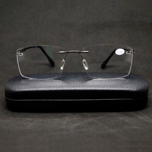 Очки для дали оправа на втулках (-0.75) оправа безободковая, цвет серый, РЦ 62-64, футляр + салфетка в подарок