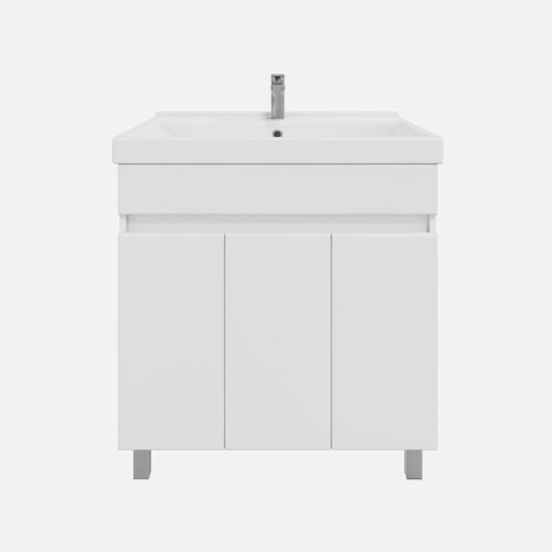 Изображение товара Тумба напольная SanStar Квадро 80 с раковиной Фест 80 (комплект) для ванной комнаты, белая