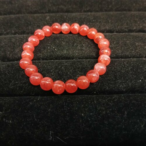 фото Браслет, сердолик, размер 19 см, диаметр 5.8 см, красный, оранжевый уральские камни