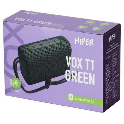 Беспроводная акустика HIPER VOX T1 Green беспроводная акустика hiper flat h os2