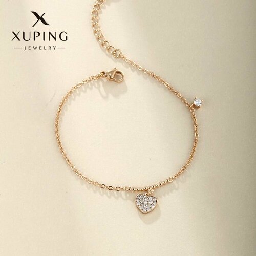 Браслет-цепочка XUPING JEWELRY шафран коса рифленая пахта в золоте 17 см