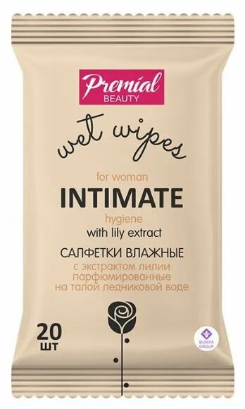 Картинки Premial Beauty Салфетки влажные для интимной гигиены, с экстрактом лилии, женские, 20 шт, 6 уп