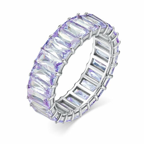 Кольцо Bassco, серебро, 925 проба, родирование, фианит, размер 19, фиолетовый