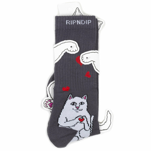 Носки RIPNDIP Носки с котом Лордом Нермалом Ripndip Socks, размер Универсальный, белый, серый носки ripndip носки с котом лордом нермалом ripndip socks размер универсальный фиолетовый