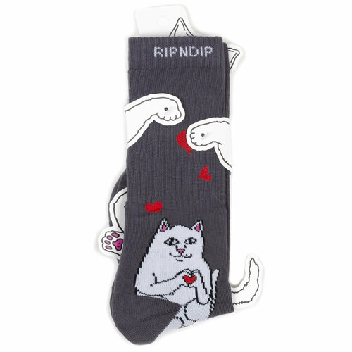 фото Носки ripndip носки с котом лордом нермалом ripndip socks, размер универсальный, серый, белый