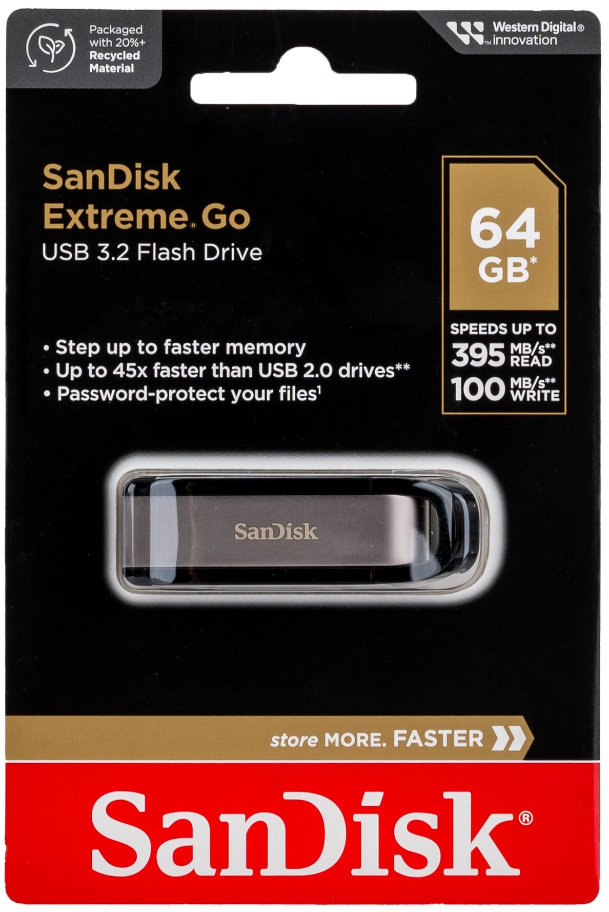 Флеш-накопитель (флэшка) SanDisk USB 3.2 Flash Drive 64 ГБ Extreme Go Type A