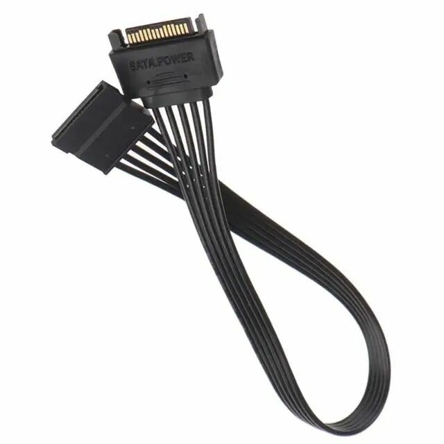 Кабель питания удлинитель SATA 15-Pin (F) - SATA 15-Pin (M) Черный / Удлинитель сата /