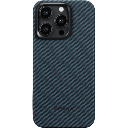 Чехол Pitaka MagEZ Case 4 Black/Blue Twill 1500D для iPhone 15 Pro (6.1"), черно-синий, кевлар (арамид)