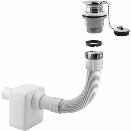 Сливная трубка с сифоном и клапаном для раковины Nofer 302A белый 4390₽