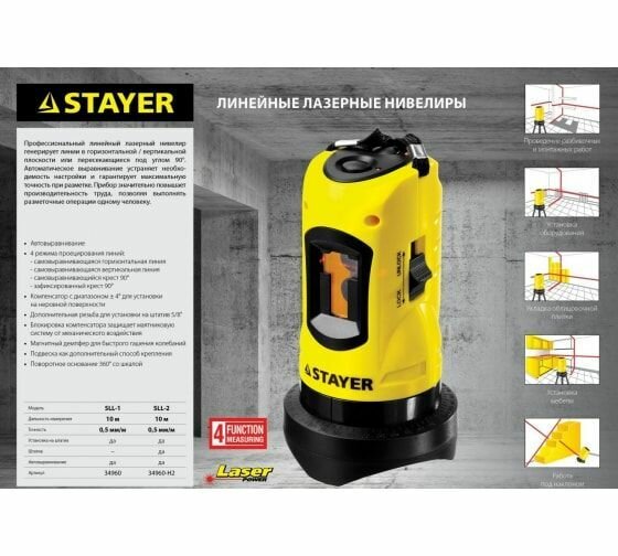 Лазерный нивелир STAYER SLL 34960 крест