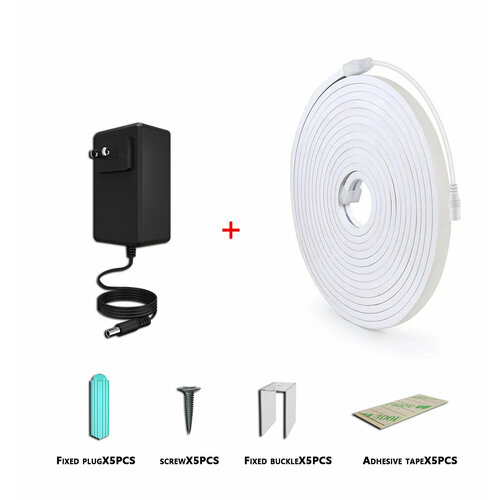 Lucterra Lucterra Светодиодная гибкая неоновая лента 5 метров 12 В 120 LEDметр голубой свет комплект с блоком питания и крепежными клипсами Lucterra 1458₽