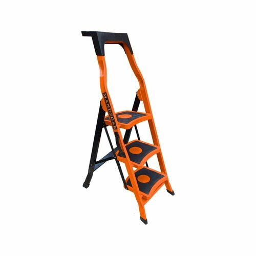 Стремянка Стальная Mandegar Sama Оранжевого Цвета С 3 Широкими Ступенями