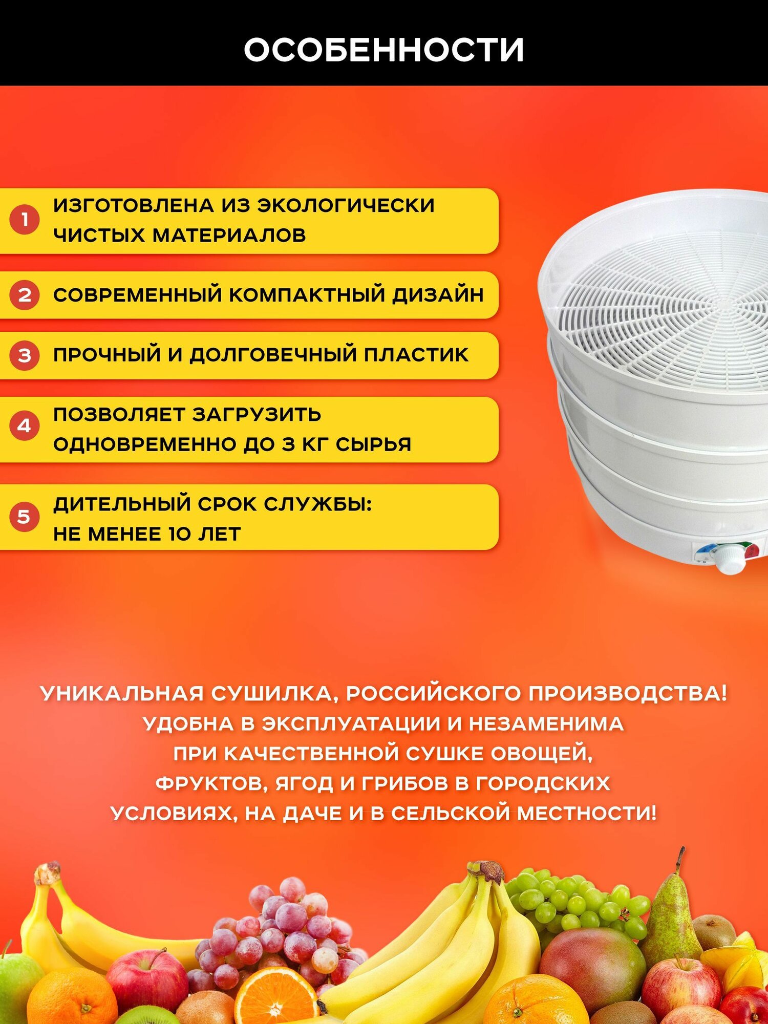 Сушка СПЕКТР-ПРИБОР Ветерок-3 для фруктов и овощей, белый - фото №6