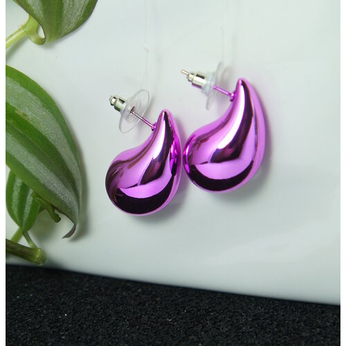 Серьги пусеты  Серьги капельки 25мм, размер 25 мм, фуксия, фиолетовый