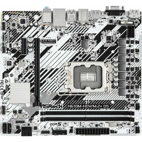 Материнская плата ASROCK H610M-HDVM2 D5 LGA 1700 Intel H610 mATX Ret 1245600₽
