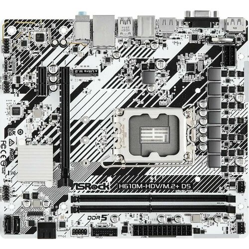 Материнская плата ASROCK H610M-HDV/M.2+ D5, LGA 1700, Intel H610, mATX, Ret материнская плата asrock b365m pro4 lga 1151v2 intel b365 matx ret