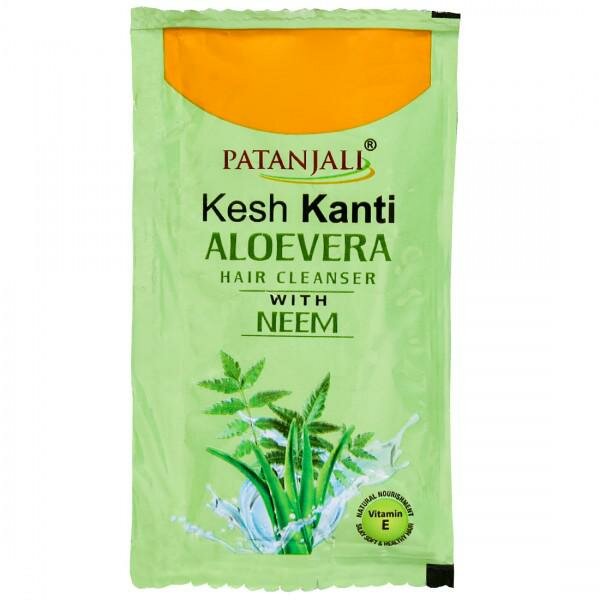 фото Kesh Kanti ALOE VERA Hair Cleanser WITH NEEM, Patanjali (алоэ вера шампунь с Нимом, Патанджали), пауч 5 мл.