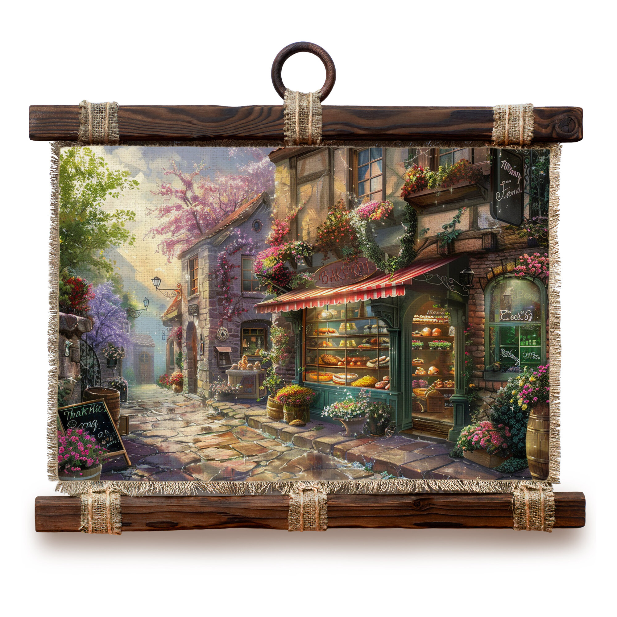 Панно ручной работы Универсальный свиток   Уютная улочка  А4