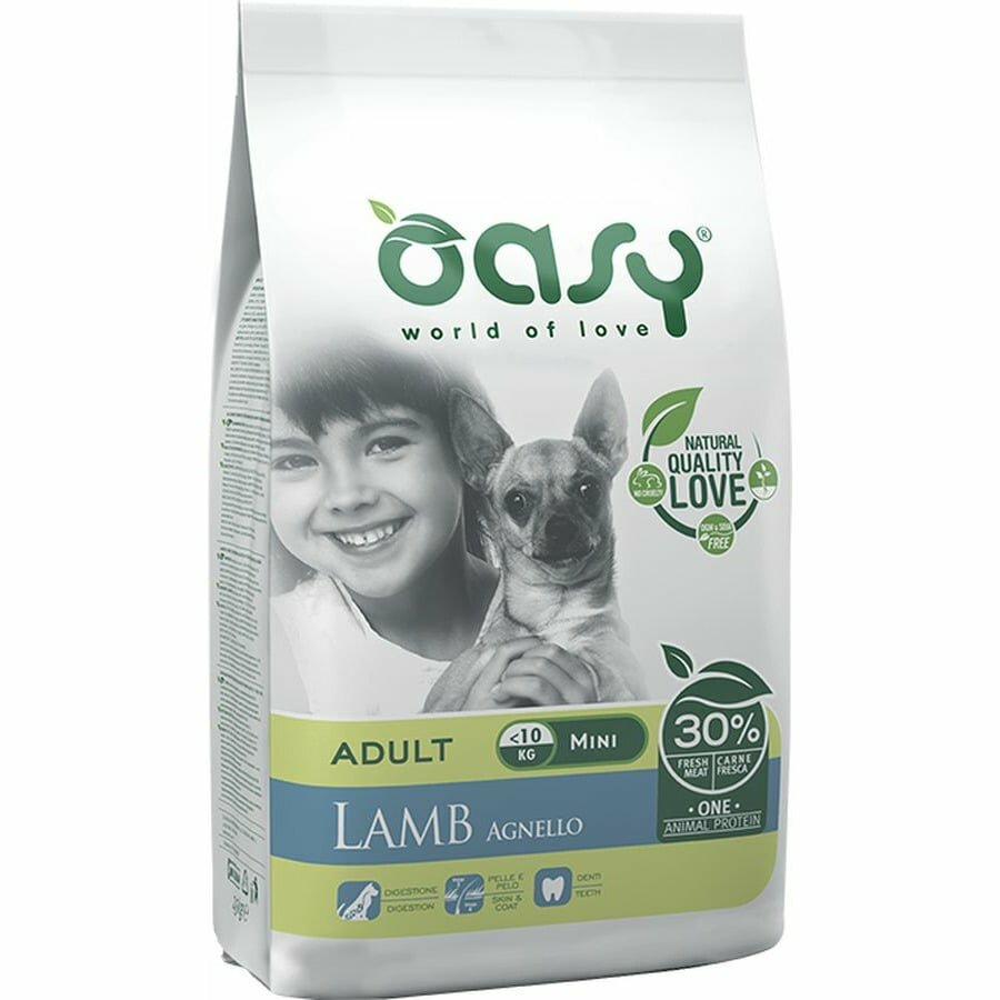 Oasy Dry Dog OAP Adult Small Монопротеин сухой корм для взрослых собак мелких пород с ягненком 25 кг