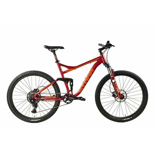 Велосипед Stark Tactic FS 27.4 HD (2024) 20 красный матовый/оранжевый велосипед stark tactic fs 27 5 hd 2022 велосипед stark 22 tactic fs 27 5 hd черный серебристый 20 hq 0005001