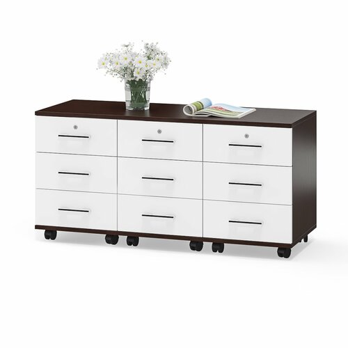 Три выкатных тумбы Мебельный Двор 3-02 цвет венгебелый шагрень ШхГхВ 120х45х59 см 14158₽