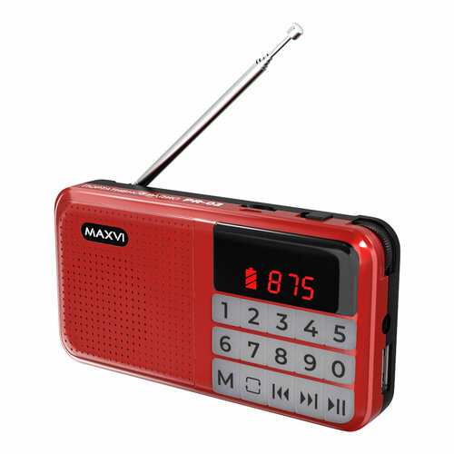 Радио FM-приемник Maxvi PR-02 red радиоприемник aspen fm 87 5 108 мгц mp3 usb microsd li ion 1200 мач красный