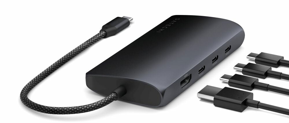 Адаптер Satechi USB-C Multiport Adapter 8K with Ethernet V3. Цвет: полуночный серый.