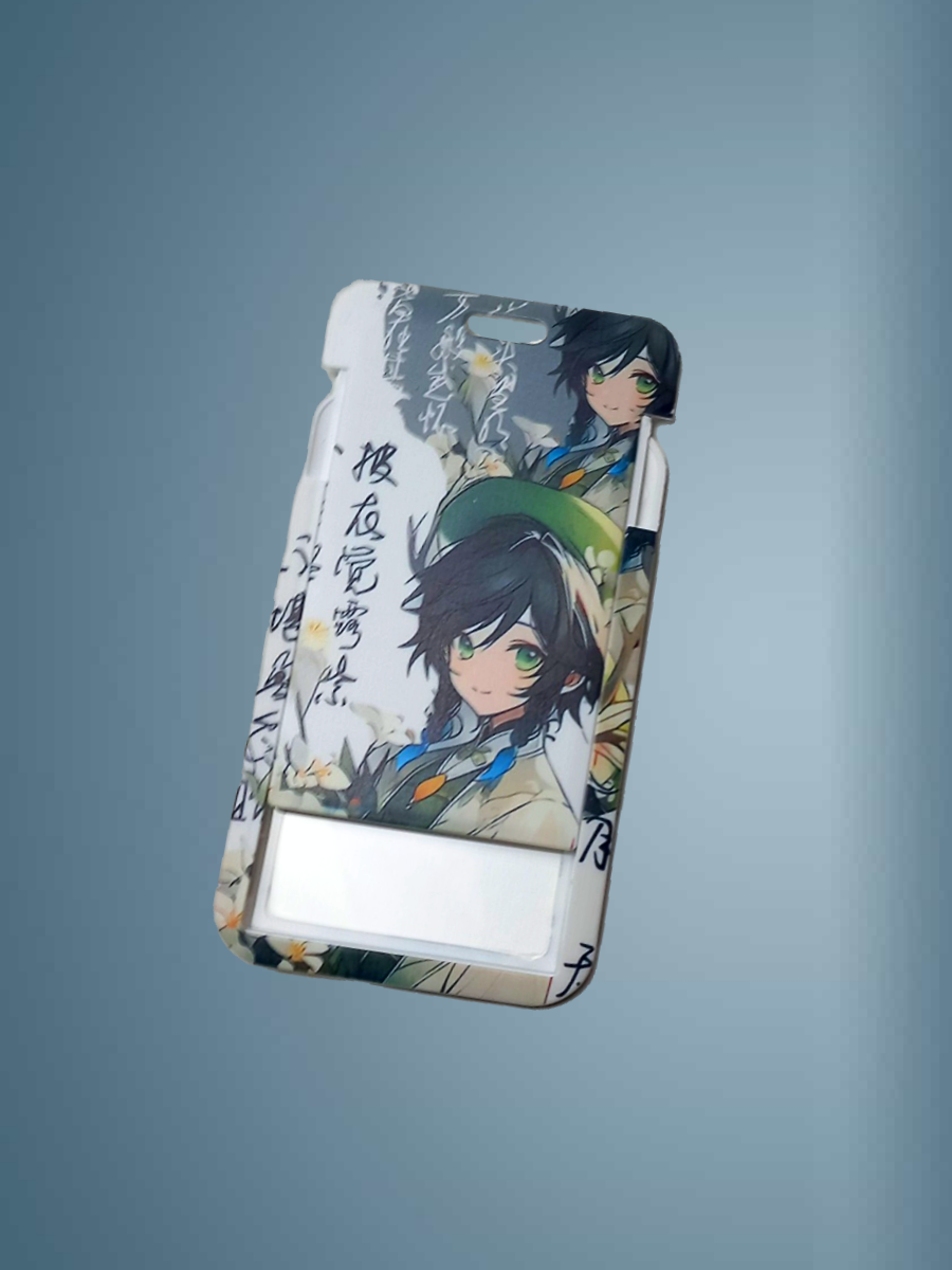 Чехол для бейджа Melody, на ленте, пластик, вертикальное крепление, черно/зеленый — фото 1