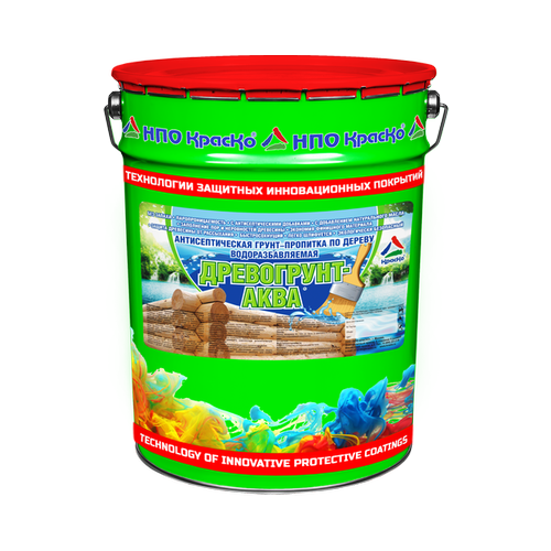 Грунт-Пропитка для Дерева Краско Древогрунт-Аква 20кг Бесцветная Антисептическая на Водной Основе НПО Краско 8300₽