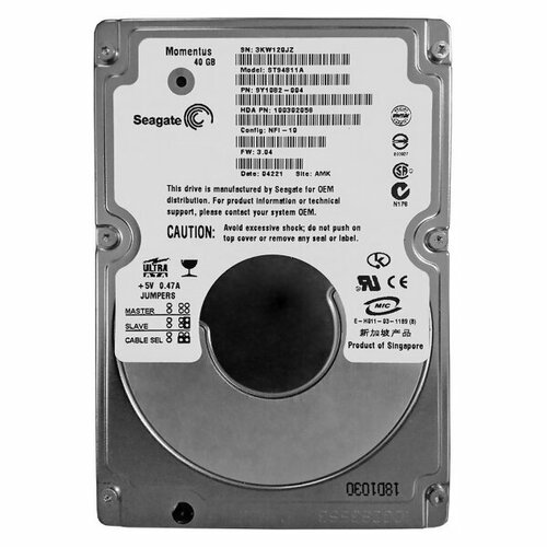 Жесткий диск Seagate 9Y1082 40Gb 5400 IDE 2,5 HDD жесткий диск seagate st340824a 40gb 7200 ide 3 5 hdd