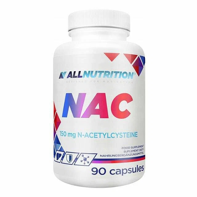 N-ацетил-L-цистеин (NAC) 150мг All Nutrition 90 капсул для набора мышечной массы выносливости сердца сосудов