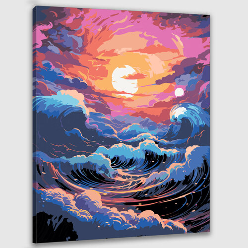 Картина по номерам 50х40 Морской пейзаж картина по номерам природа морской пейзаж с волнами закат