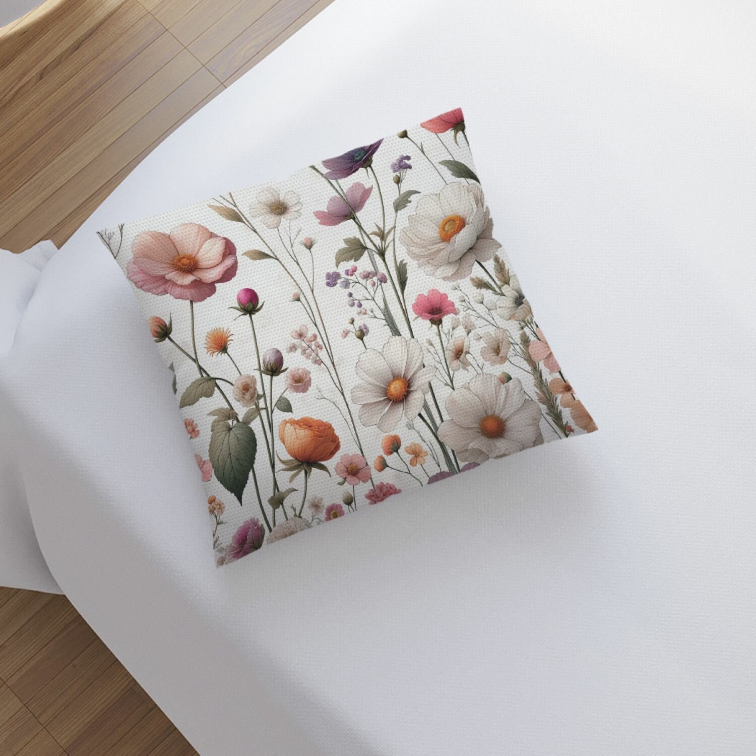 Наволочка декоративная на молнии JoyArty, чехол на подушку "Полевые цветы", 45х45 см