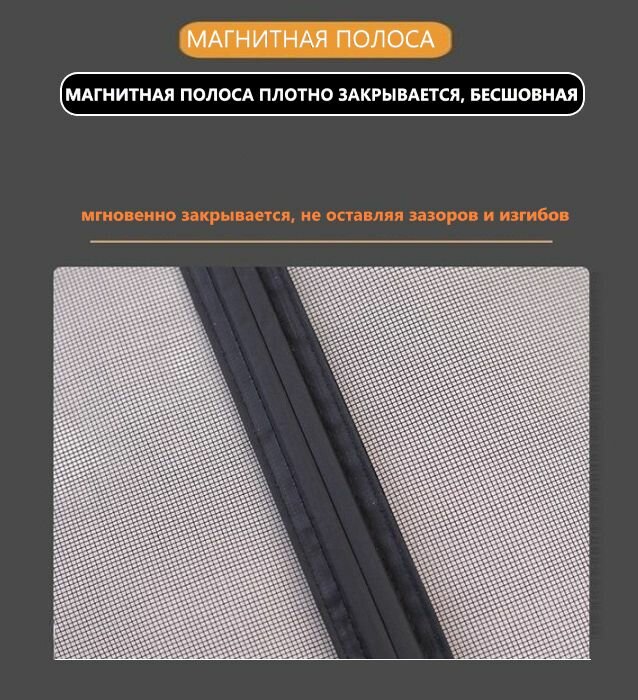 Прочие Аксессуары Для Окон И Дверей Москитная сетка на дверь на магнитах из стекловолокна раздвижная 95Х210см./ Дверная занавеска от комаров и мух на липучке с боковым открыванием/ Сетка из стекловолокна с магнитной полосой.