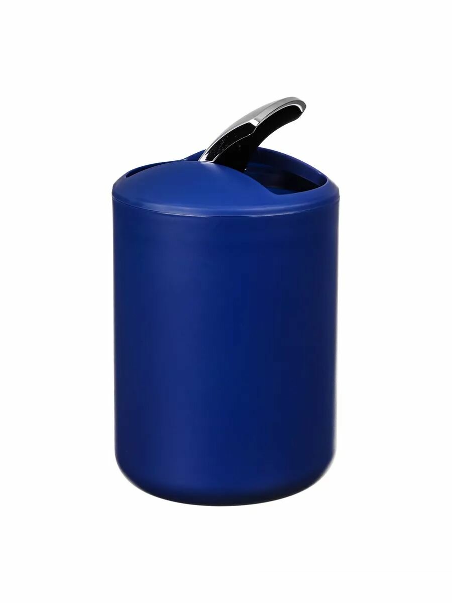 Мусорное ведро VETTA "Хром", напольное, с крышкой, синий, пластик