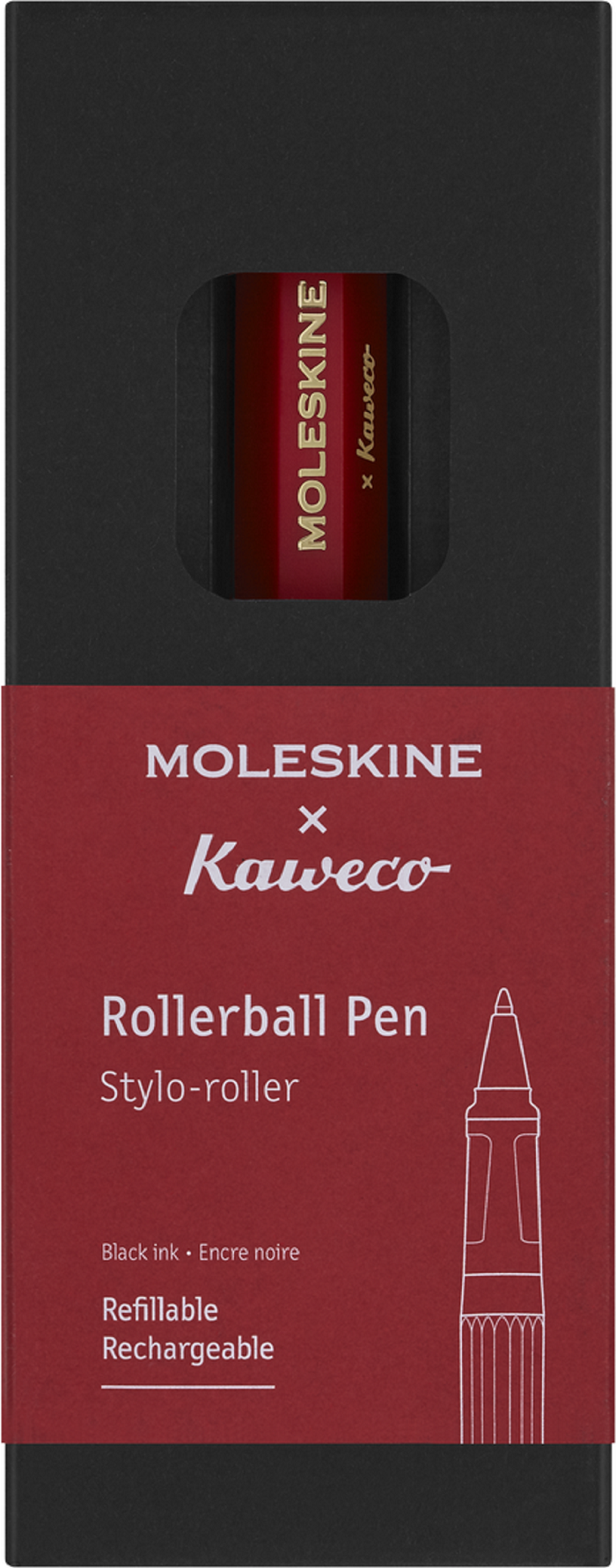 Ручка-роллер MOLESKINE KAWECO (KAWROLLERPENRED) красная в подарочной коробке