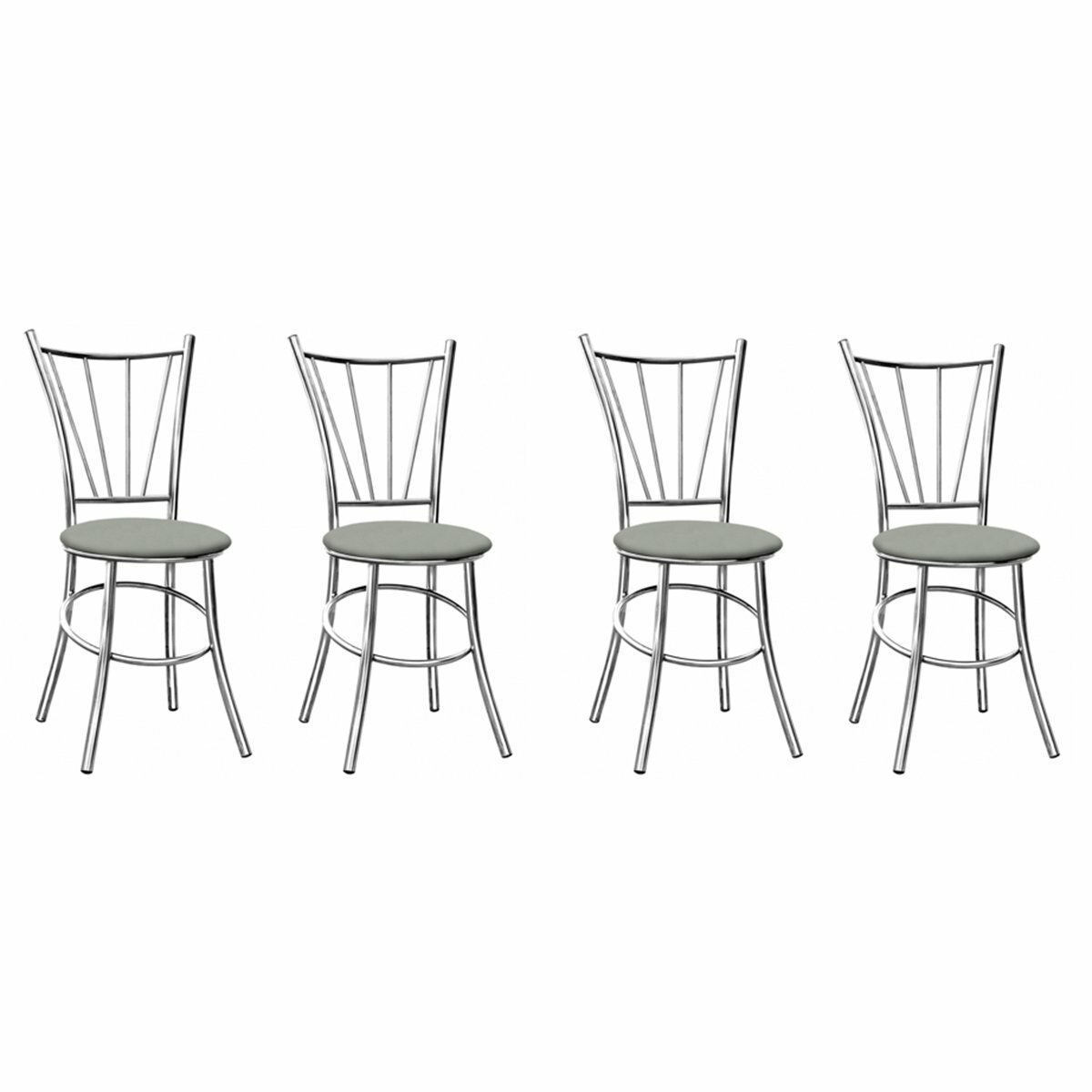 фото Комплект стульев "Квартет-R-04" 4 шт - Серый (экокожа) / Хром (металл)