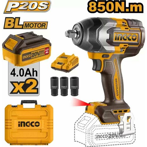Гайковерт бесщеточный ударный 20В Li-ion 850 Нм INGCO CIWLI2085 INDUSTRIAL 20100₽
