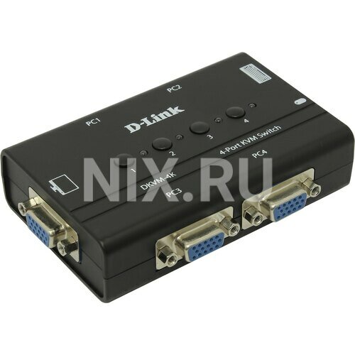 Коммутатор D-Link DKVM-4K, DKVM-4K/B 4-port KVM Switch, VGA+PS/2 ports