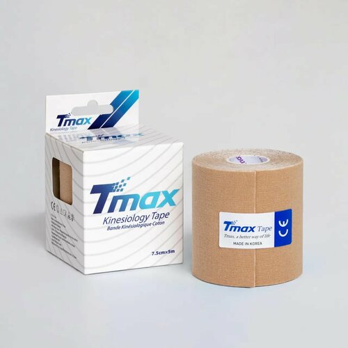 Кинезио тейп хлопок Tmax Extra Sticky 7,5cm x 5m, бежевый