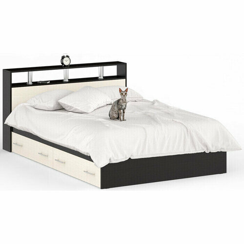 Кровать СВК Камелия 140х200 с ящиками, венге/дуб лоредо (1022147)