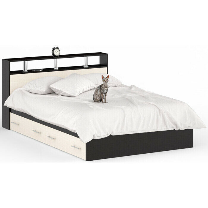 фото Кровать СВК Камелия 140х200 с ящиками, венге/дуб лоредо (1022147)