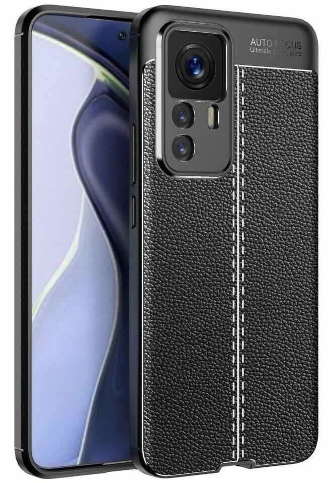 Чехол на Xiaomi 12T Pro силиконовый под кожу чёрный